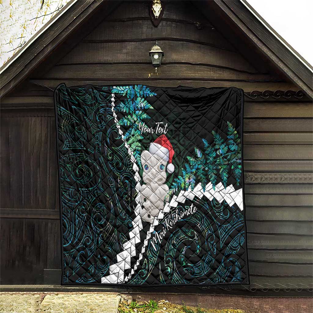 New Zealand Personalised Quilt Meri Kirihimete Kowhaiwhai Mix Paua Shell - Emerald