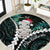 New Zealand Personalised Round Carpet Meri Kirihimete Kowhaiwhai Mix Paua Shell - Emerald