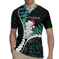 New Zealand Personalised Rugby Jersey Meri Kirihimete Kowhaiwhai Mix Paua Shell - Emerald