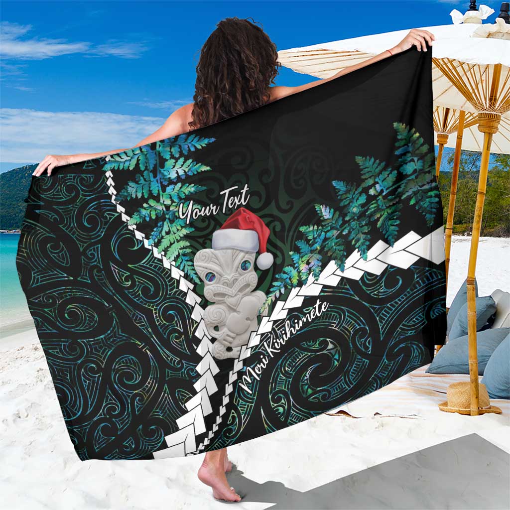 New Zealand Personalised Sarong Meri Kirihimete Kowhaiwhai Mix Paua Shell - Emerald
