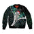 New Zealand Personalised Sleeve Zip Bomber Jacket Meri Kirihimete Kowhaiwhai Mix Paua Shell - Emerald