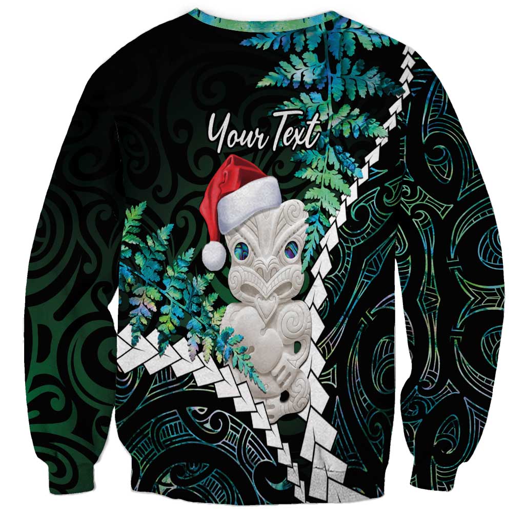 New Zealand Personalised Sweatshirt Meri Kirihimete Kowhaiwhai Mix Paua Shell - Emerald LT7 - Polynesian Pride