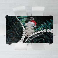 New Zealand Personalised Tablecloth Meri Kirihimete Kowhaiwhai Mix Paua Shell - Emerald LT7 Green - Polynesian Pride