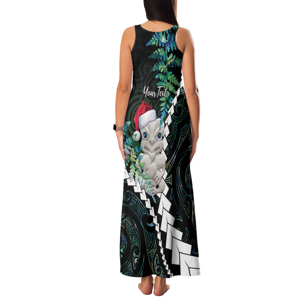New Zealand Personalised Tank Maxi Dress Meri Kirihimete Kowhaiwhai Mix Paua Shell - Emerald