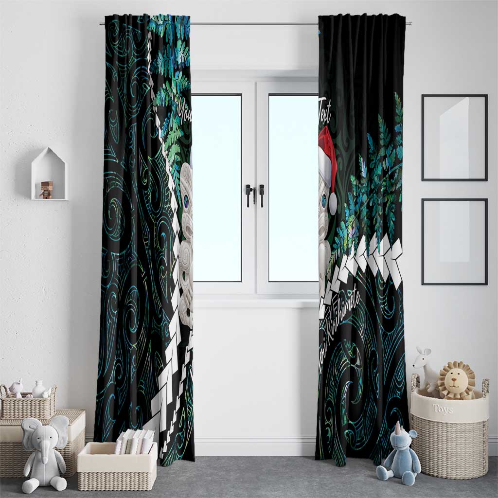 New Zealand Personalised Window Curtain Meri Kirihimete Kowhaiwhai Mix Paua Shell - Emerald LT7 - Polynesian Pride