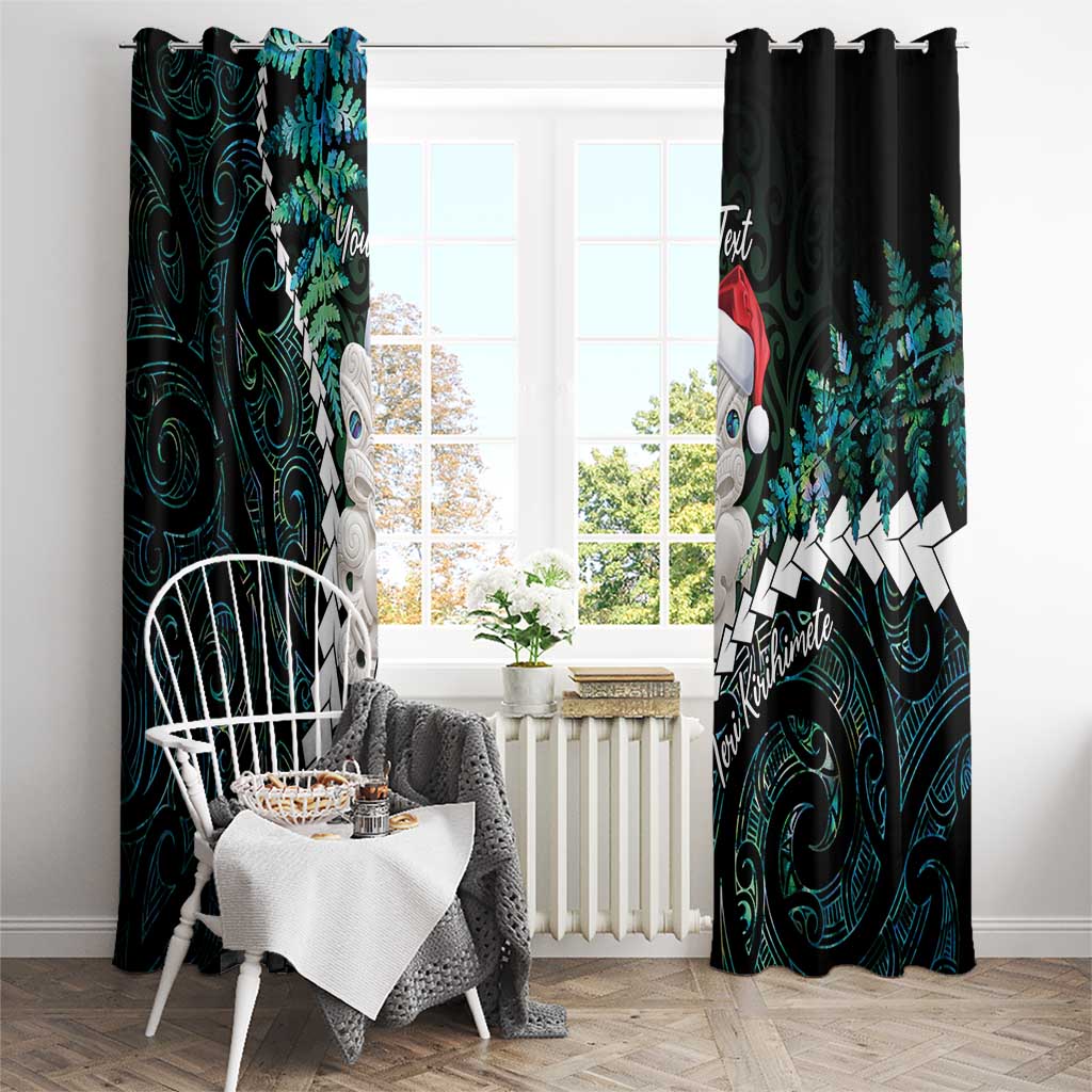 New Zealand Personalised Window Curtain Meri Kirihimete Kowhaiwhai Mix Paua Shell - Emerald LT7 - Polynesian Pride