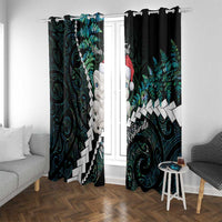 New Zealand Personalised Window Curtain Meri Kirihimete Kowhaiwhai Mix Paua Shell - Emerald LT7 With Grommets Green - Polynesian Pride
