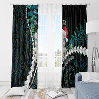 New Zealand Personalised Window Curtain Meri Kirihimete Kowhaiwhai Mix Paua Shell - Emerald LT7 - Polynesian Pride