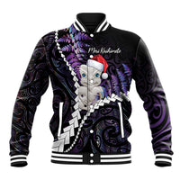 New Zealand Personalised Baseball Jacket Meri Kirihimete Kowhaiwhai Mix Paua Shell - Amethys LT7 Unisex Purple - Polynesian Pride