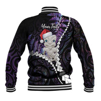 New Zealand Personalised Baseball Jacket Meri Kirihimete Kowhaiwhai Mix Paua Shell - Amethys LT7 - Polynesian Pride