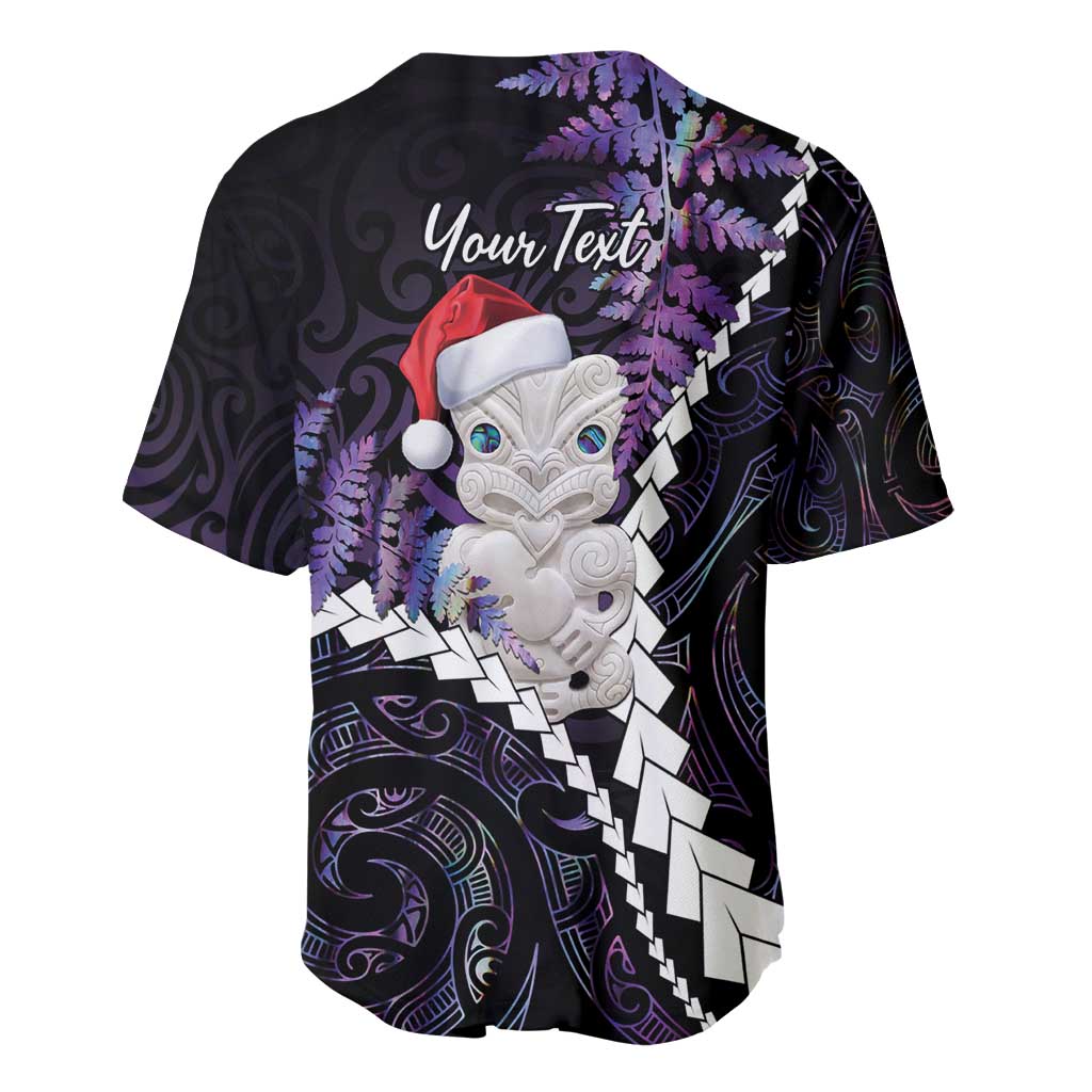 New Zealand Personalised Baseball Jersey Meri Kirihimete Kowhaiwhai Mix Paua Shell - Amethys