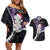 New Zealand Personalised Couples Matching Off Shoulder Short Dress and Hawaiian Shirt Meri Kirihimete Kowhaiwhai Mix Paua Shell - Amethys