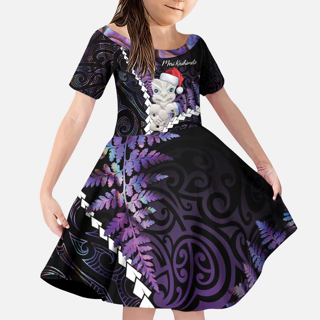 New Zealand Personalised Family Matching Puletasi and Hawaiian Shirt Meri Kirihimete Kowhaiwhai Mix Paua Shell - Amethys