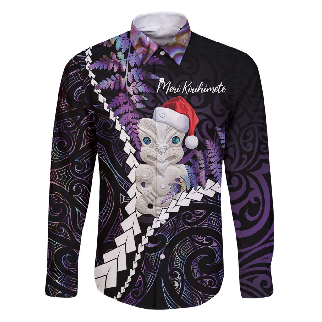 New Zealand Personalised Family Matching Puletasi and Hawaiian Shirt Meri Kirihimete Kowhaiwhai Mix Paua Shell - Amethys