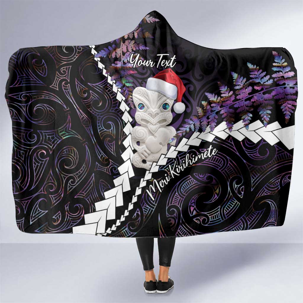New Zealand Personalised Hooded Blanket Meri Kirihimete Kowhaiwhai Mix Paua Shell - Amethys LT7 One Size Purple - Polynesian Pride
