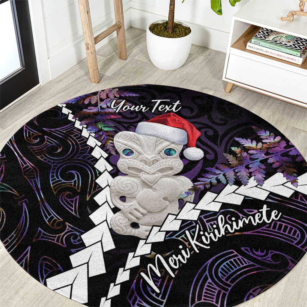 New Zealand Personalised Round Carpet Meri Kirihimete Kowhaiwhai Mix Paua Shell - Amethys