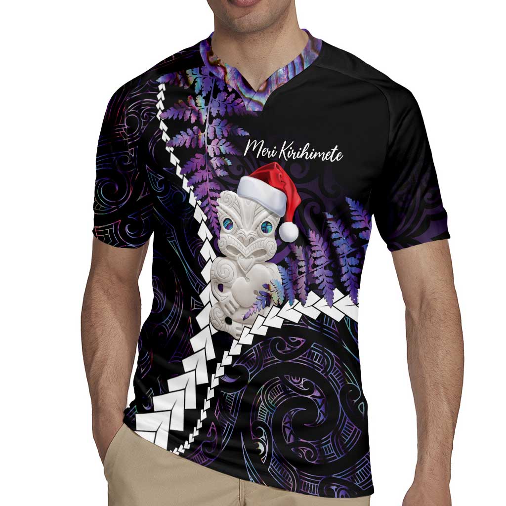 New Zealand Personalised Rugby Jersey Meri Kirihimete Kowhaiwhai Mix Paua Shell - Amethys