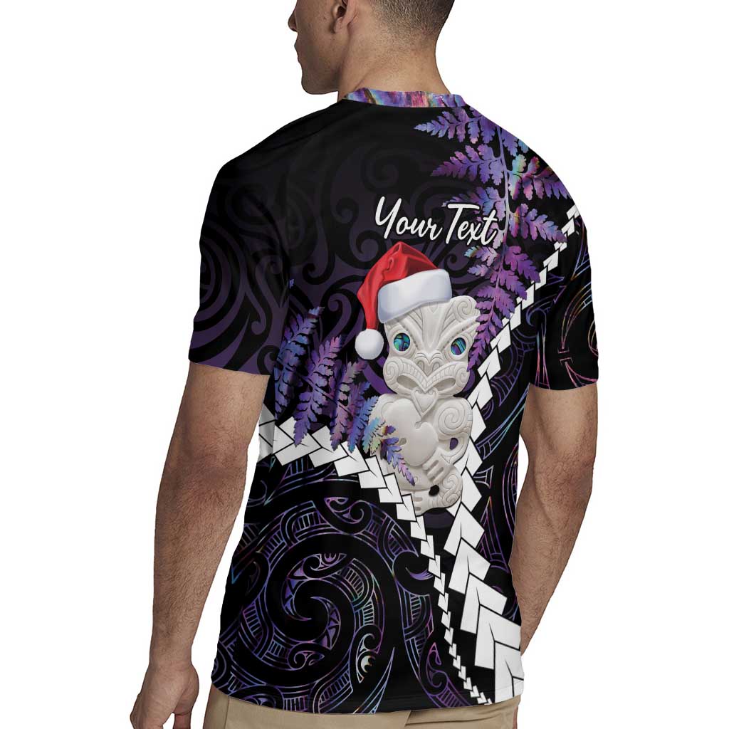 New Zealand Personalised Rugby Jersey Meri Kirihimete Kowhaiwhai Mix Paua Shell - Amethys