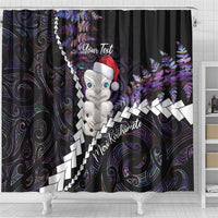 New Zealand Personalised Shower Curtain Meri Kirihimete Kowhaiwhai Mix Paua Shell - Amethys