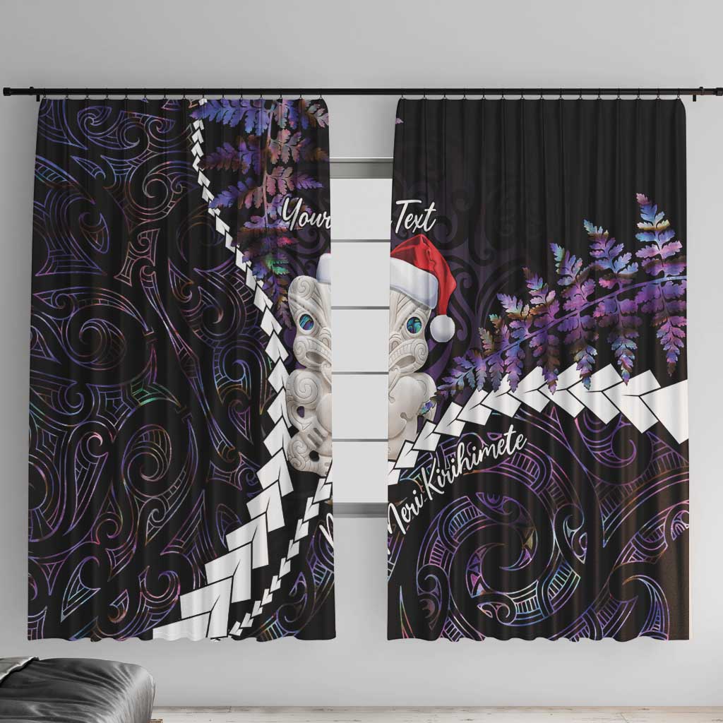 New Zealand Personalised Window Curtain Meri Kirihimete Kowhaiwhai Mix Paua Shell - Amethys LT7 With Hooks Purple - Polynesian Pride