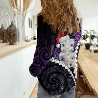 New Zealand Personalised Women Casual Shirt Meri Kirihimete Kowhaiwhai Mix Paua Shell - Amethys