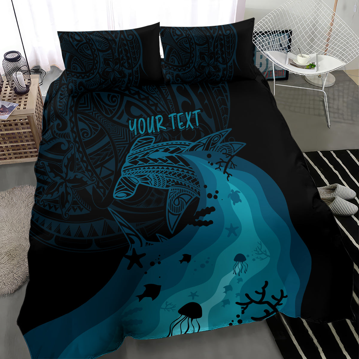 Polynesian Shark Bedding Set Under The Waves LT7 - Polynesian Pride