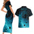 Polynesian Shark Couples Matching Short Sleeve Bodycon Dress and Hawaiian Shirt Under The Waves LT7 - Polynesian Pride