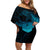 Polynesian Shark Off Shoulder Short Dress Under The Waves LT7 Women Dark Blue - Polynesian Pride