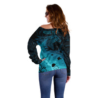 Polynesian Shark Off Shoulder Sweater Under The Waves LT7 - Polynesian Pride
