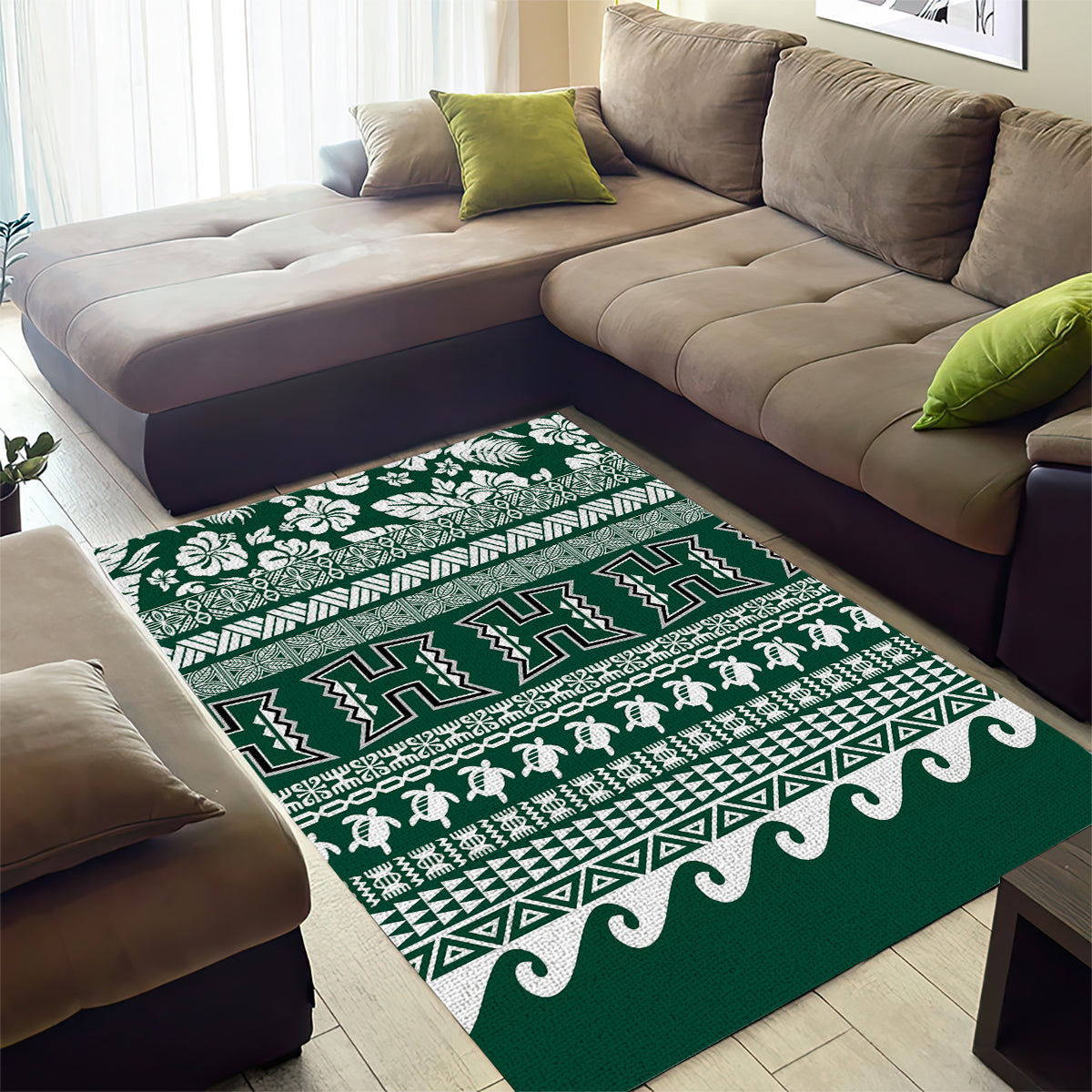 Hawaii Rainbow Warriors Christmas Area Rug Kakau Motifs LT7 - Polynesian Pride