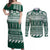Hawaii Rainbow Warriors Christmas Couples Matching Off Shoulder Maxi Dress and Long Sleeve Button Shirt Kakau Motifs LT7 Green - Polynesian Pride