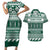 Hawaii Rainbow Warriors Christmas Couples Matching Short Sleeve Bodycon Dress and Hawaiian Shirt Kakau Motifs LT7 Green - Polynesian Pride