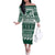 Hawaii Rainbow Warriors Christmas Family Matching Off Shoulder Long Sleeve Dress and Hawaiian Shirt Kakau Motifs LT7 Mom's Dress Green - Polynesian Pride