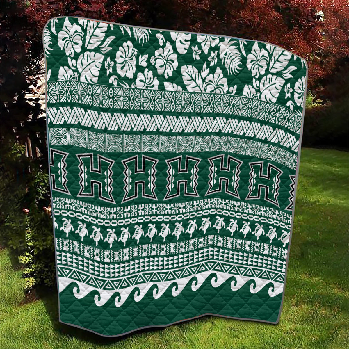 Hawaii Rainbow Warriors Christmas Quilt Kakau Motifs LT7 - Polynesian Pride