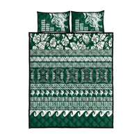 Hawaii Rainbow Warriors Christmas Quilt Bed Set Kakau Motifs LT7 Green - Polynesian Pride