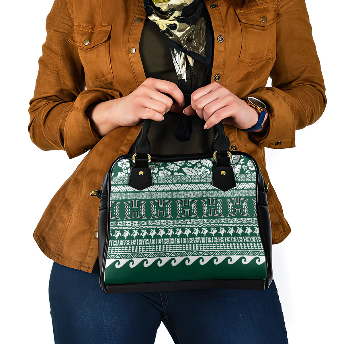 Hawaii Rainbow Warriors Christmas Shoulder Handbag Kakau Motifs LT7 - Polynesian Pride