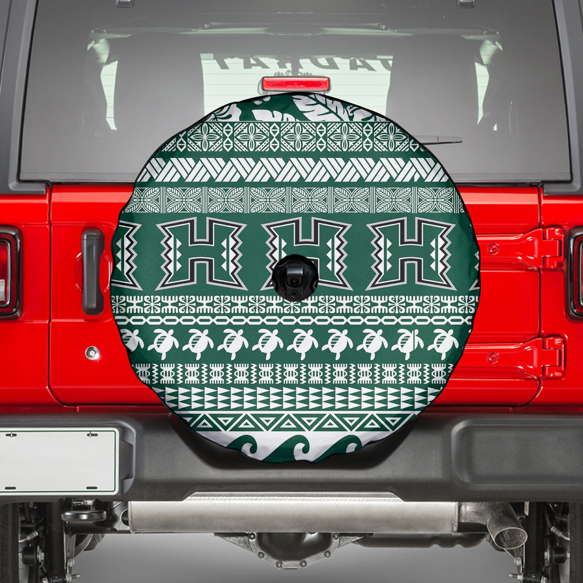 Hawaii Rainbow Warriors Christmas Spare Tire Cover Kakau Motifs LT7 - Polynesian Pride