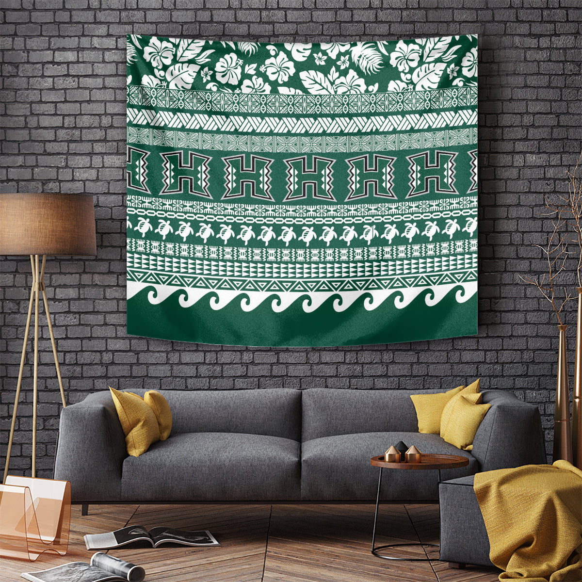 Hawaii Rainbow Warriors Christmas Tapestry Kakau Motifs LT7 Green - Polynesian Pride