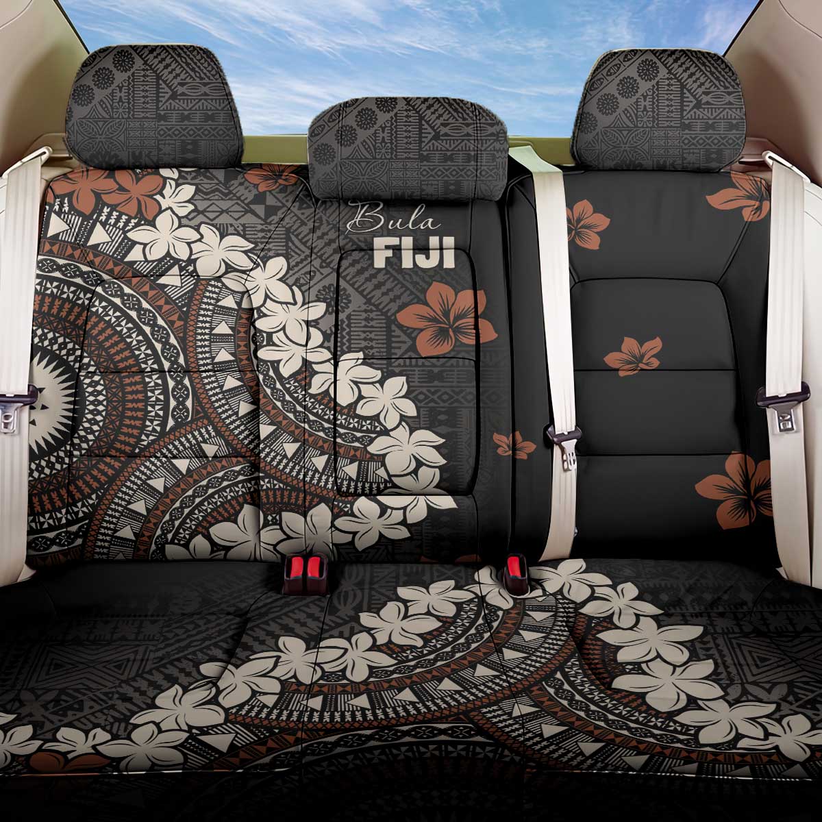 Bula Fiji Women's Day Back Car Seat Cover Classic Masi Tapa