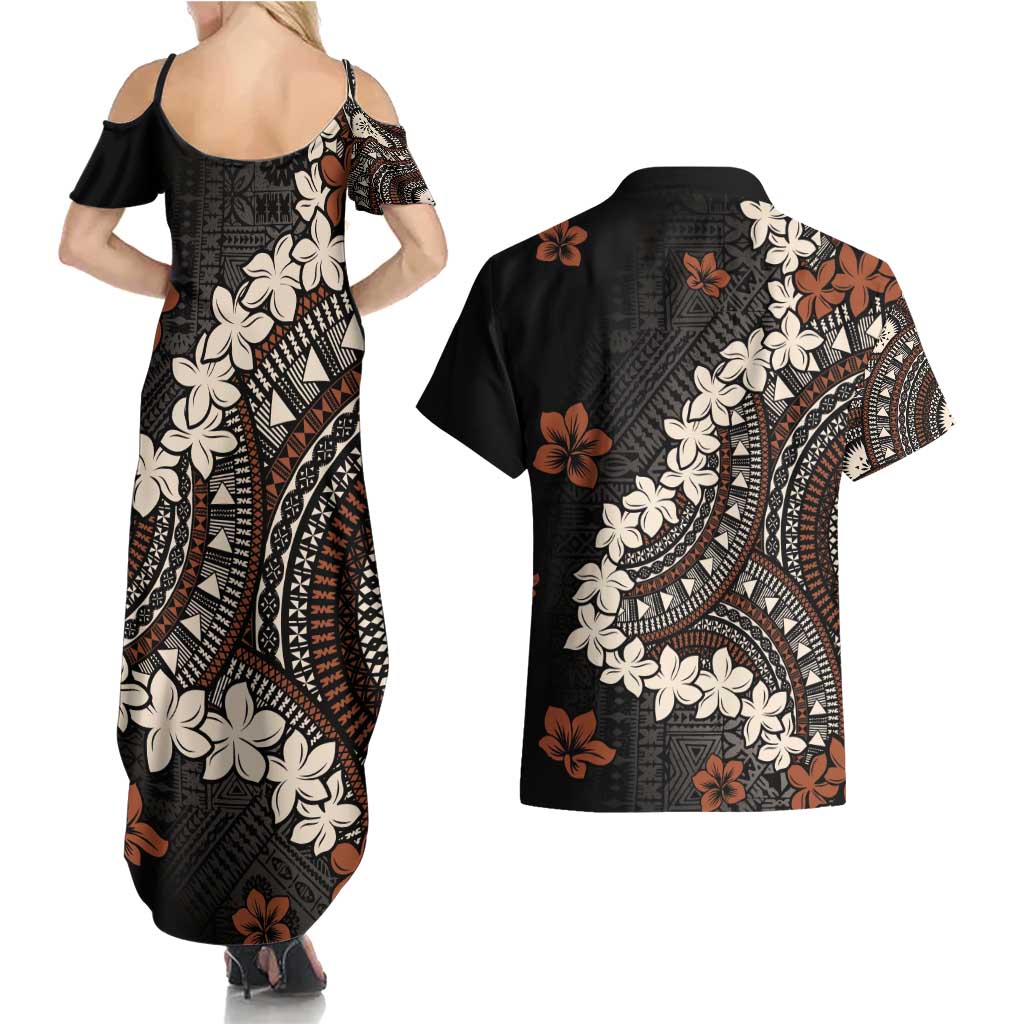 Bula Fiji Women's Day Couples Matching Summer Maxi Dress and Hawaiian Shirt Classic Masi Tapa