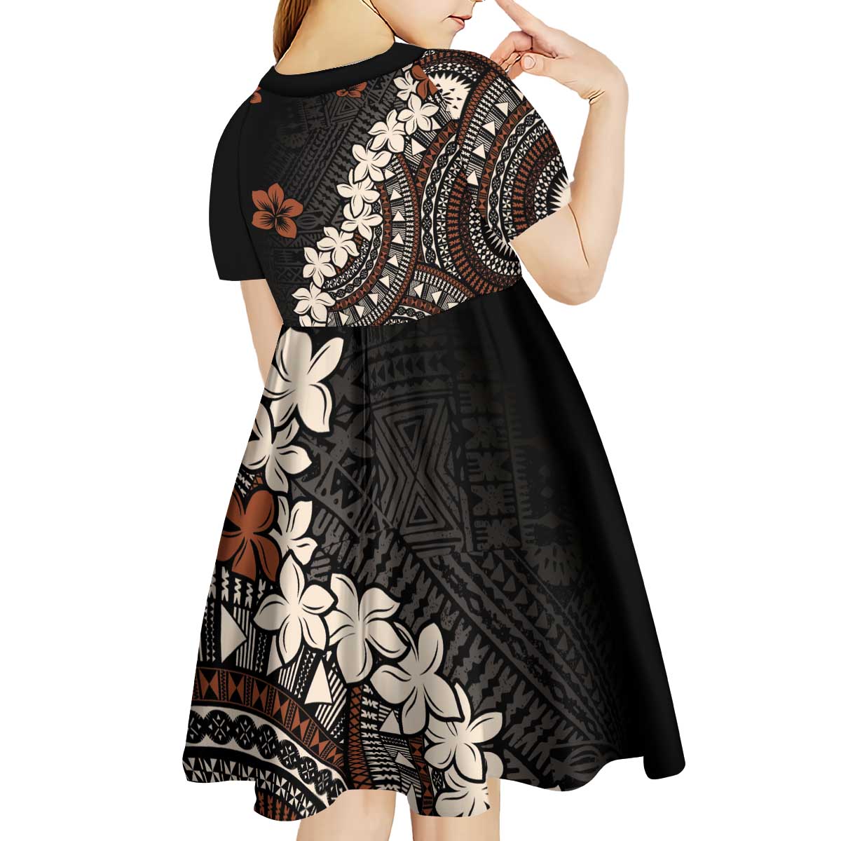 Bula Fiji Women's Day Kid Short Sleeve Dress Classic Masi Tapa