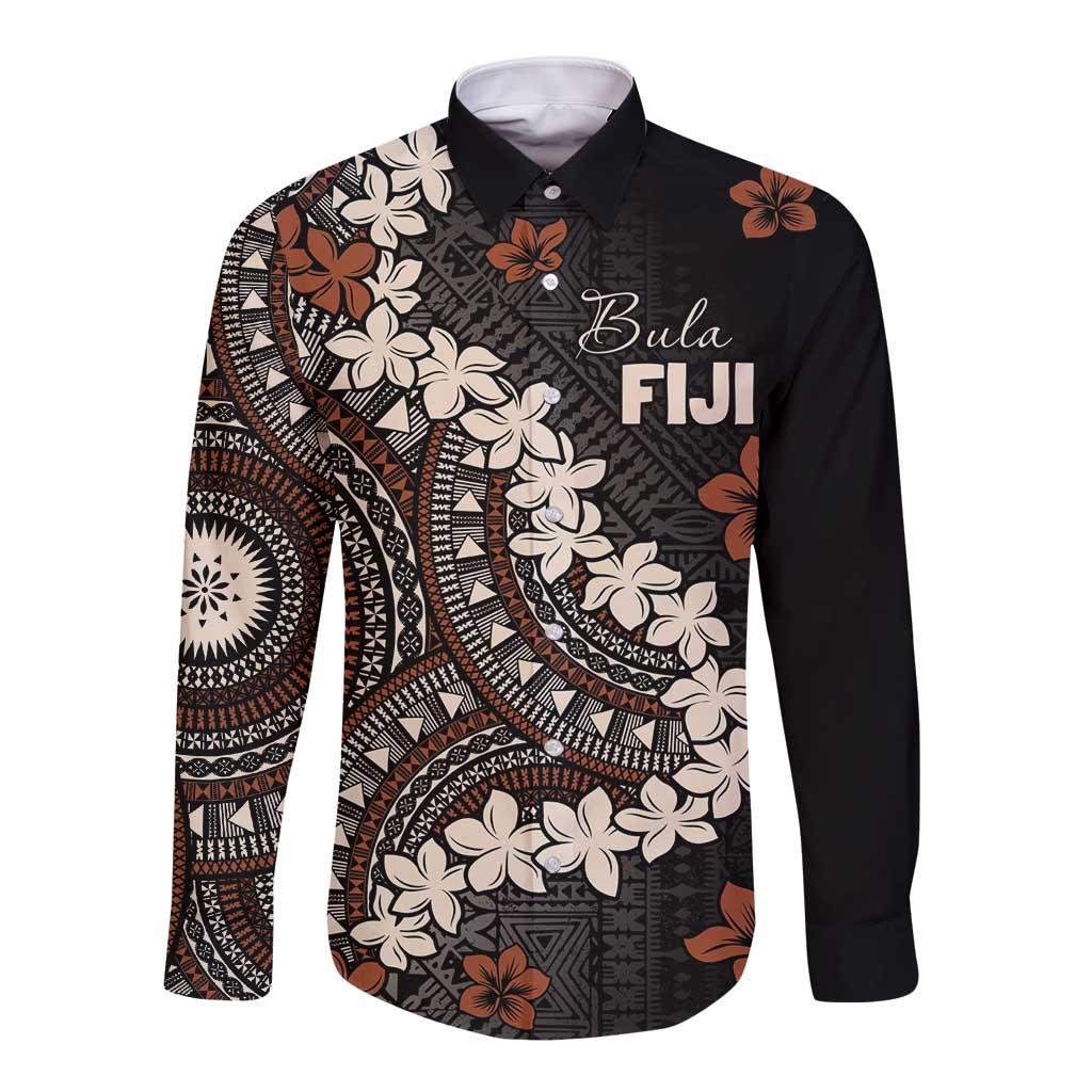 Bula Fiji Women's Day Long Sleeve Button Shirt Classic Masi Tapa