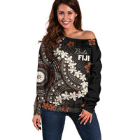 Bula Fiji Women's Day Off Shoulder Sweater Classic Masi Tapa