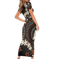 Bula Fiji Women's Day Short Sleeve Bodycon Dress Classic Masi Tapa