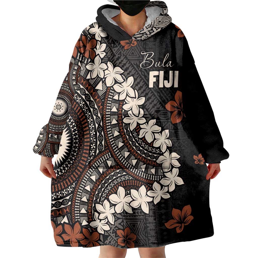 Bula Fiji Women's Day Wearable Blanket Hoodie Classic Masi Tapa