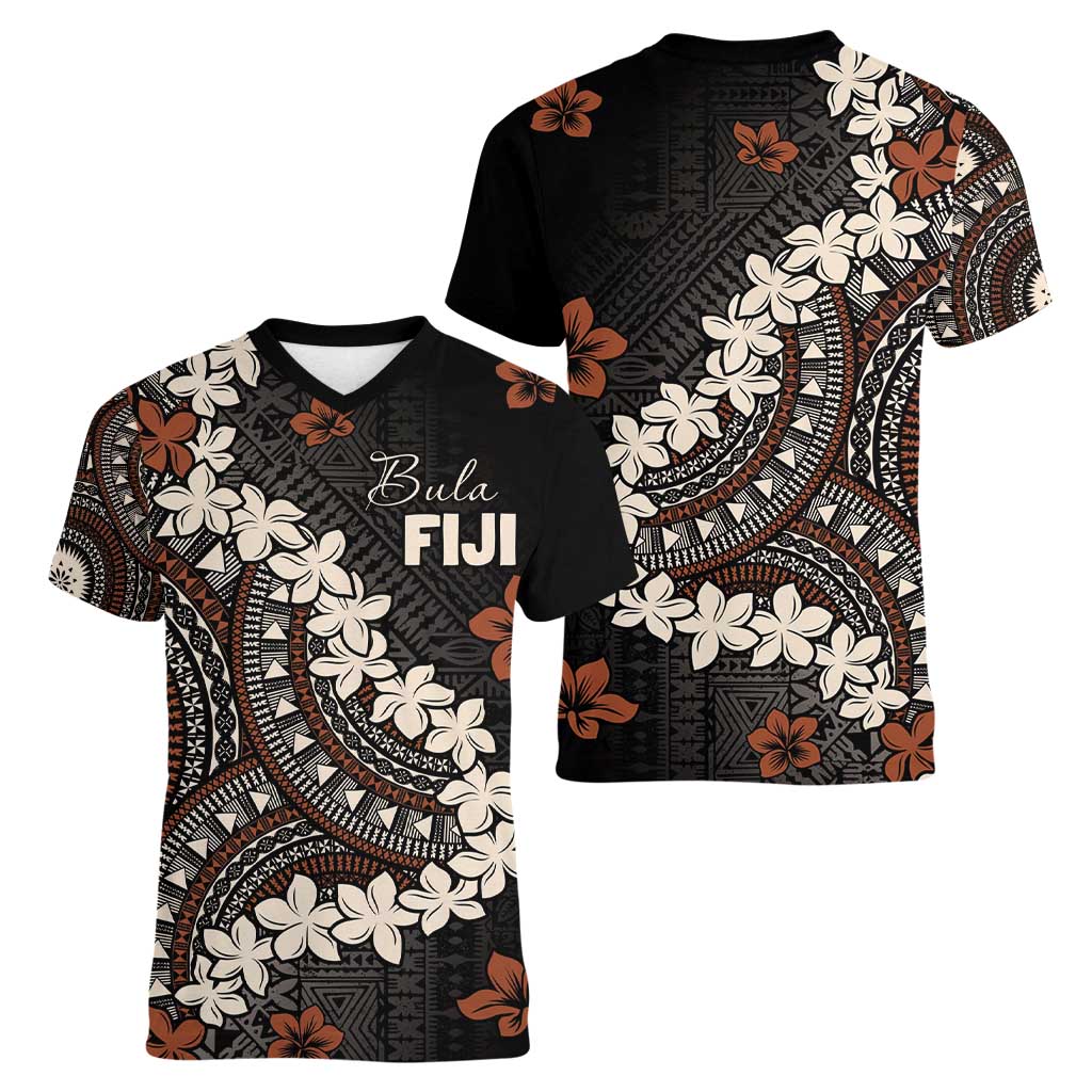 Bula Fiji Women's Day Women V-Neck T-Shirt Classic Masi Tapa