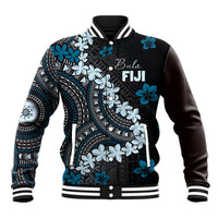 Bula Fiji Women's Day Baseball Jacket Indigo Masi Tapa