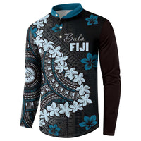 Bula Fiji Women's Day Button Sweatshirt Indigo Masi Tapa