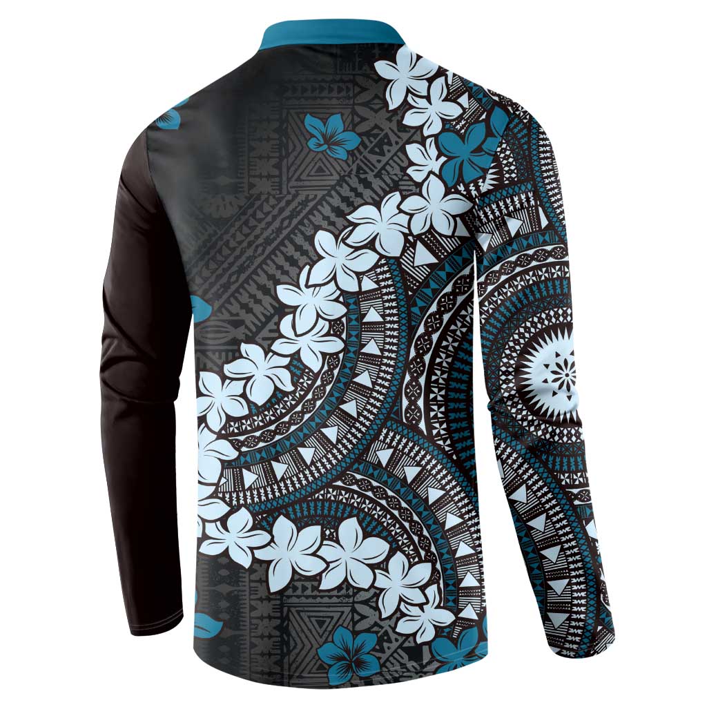 Bula Fiji Women's Day Button Sweatshirt Indigo Masi Tapa