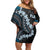 Bula Fiji Women's Day Family Matching Off Shoulder Short Dress and Hawaiian Shirt Indigo Masi Tapa